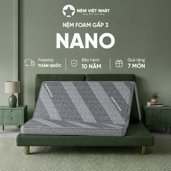 nệm foam gấp 3 nano việt nhật