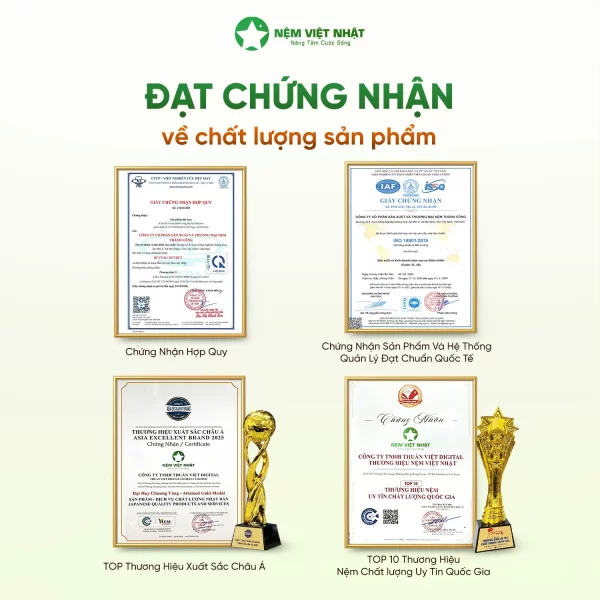 Chứng nhận nệm coolax